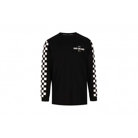 Black Label Biker Checkers Long Sleeve Tee – Black