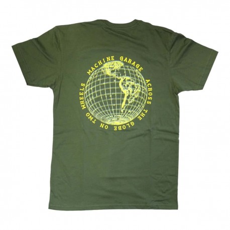 Machine Garage Across The Globe T-Shirt – Green