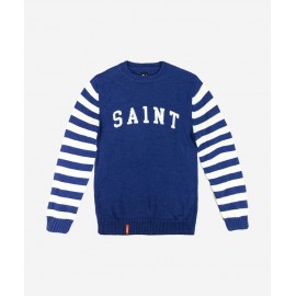 SA1NT Retro Knit Crew – Navy Stripe